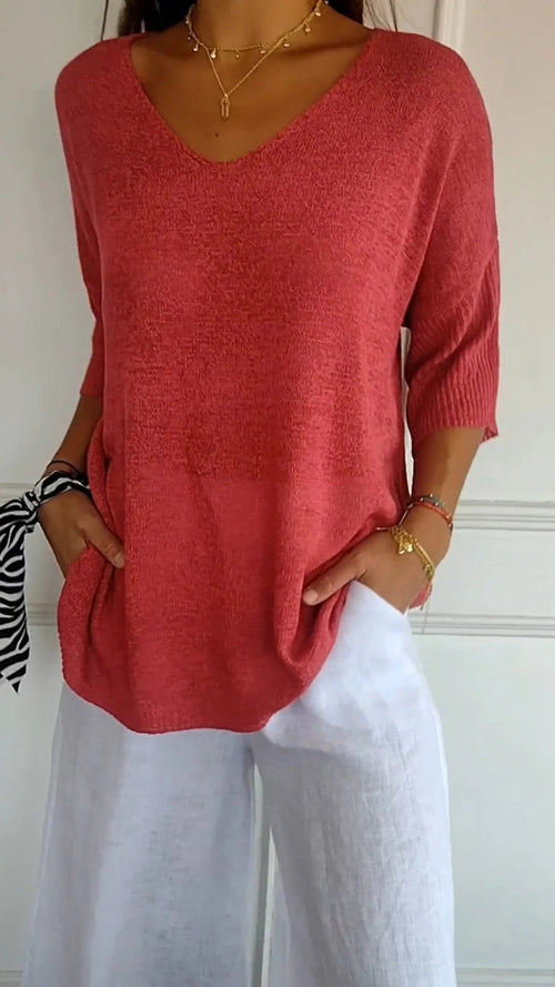 Anna - Top de malla con cuello en V