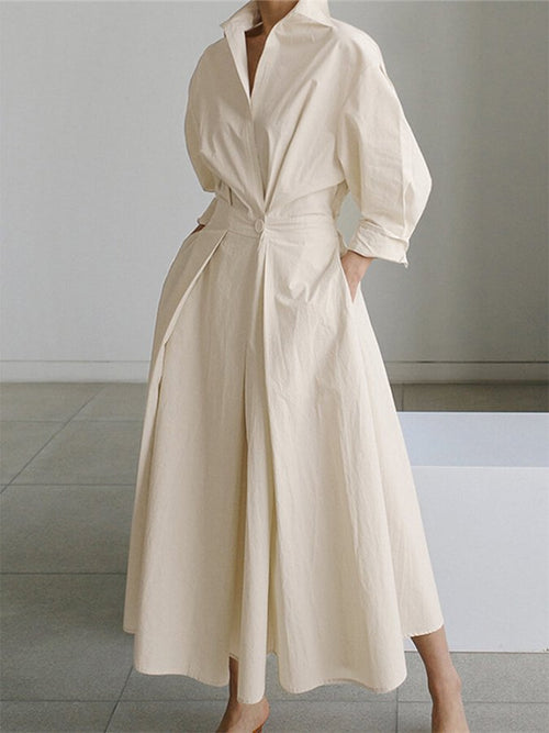 Clémence™ | Vestido midi abotonado