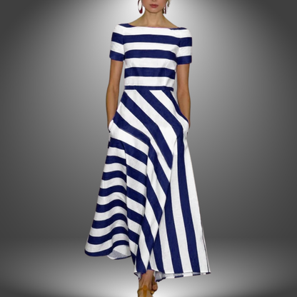 Malene | Vestido largo de rayas con corte A